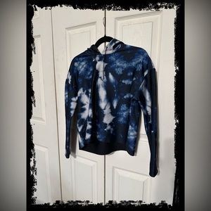 ULTRACOR Radon Lynx Tie Dye Pullover Crop Hoodie Blue White Black Size XS